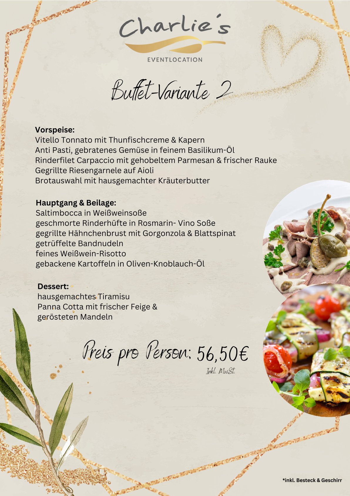 Mehrere bunte Gerichte auf Tellern mit frischem Gemüse und dekorativen Kräutern