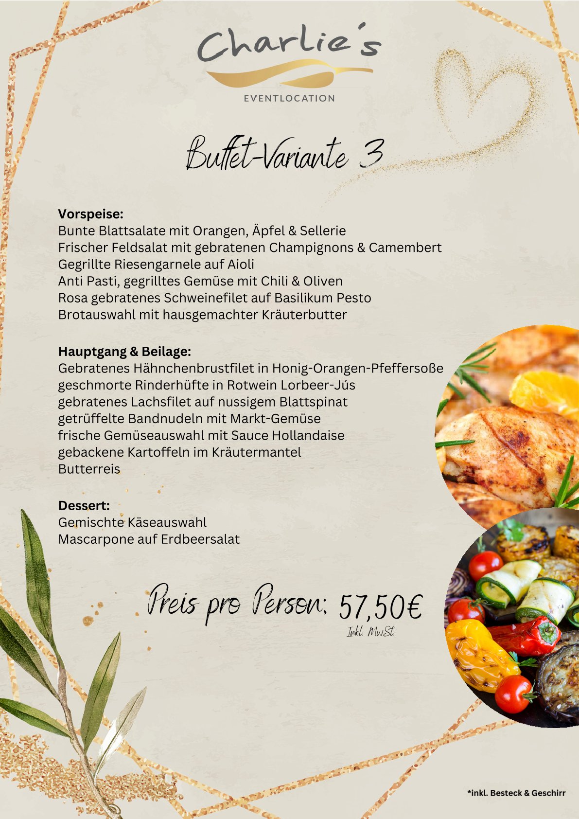 Bunt gedecktes Buffet mit orangenen und gelben Akzenten und einer Käseauswahl